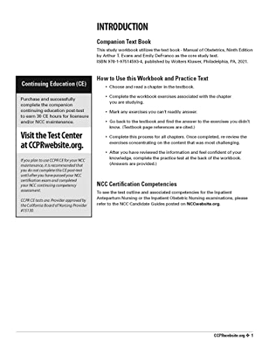 Inpatient Antepartum & Obstetric Nursing Study for NCC Certification