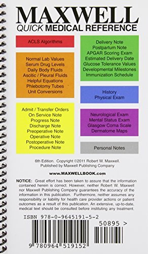 Maxwell Quick Medical Reference 6 Lpc Spi Edition by Maxwell, Robert W. (2012)
