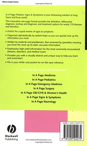 In A Page Pediatric Signs & Symptoms (In a Page Series): 1st Edition