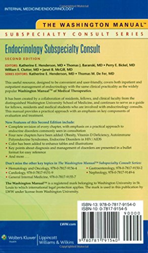 The Washington Manual Endocrinology Subspecialty Consult (Washington Manual Subspecialty Consult): 2nd Edition