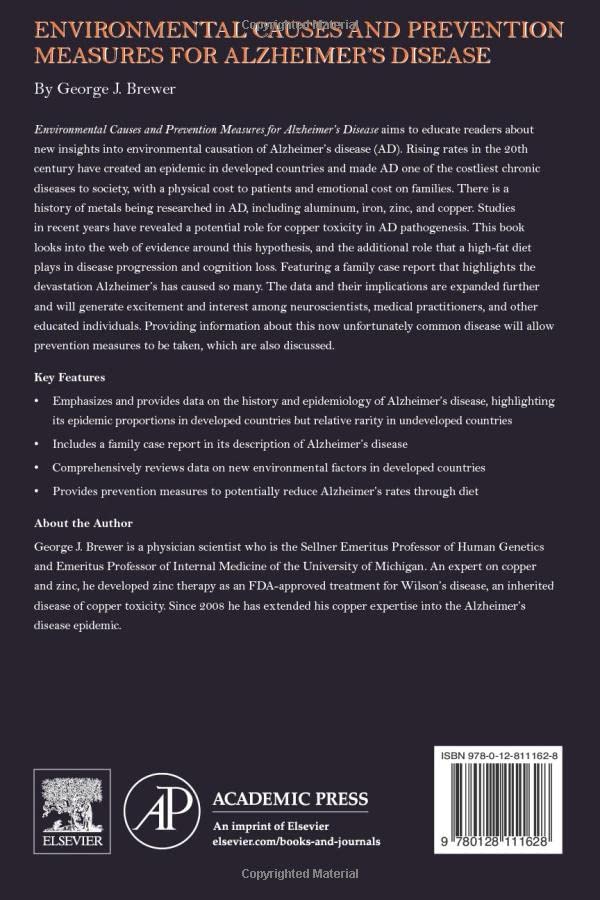 Environmental Causes and Prevention Measures for Alzheimer’s Disease: 1st Edition