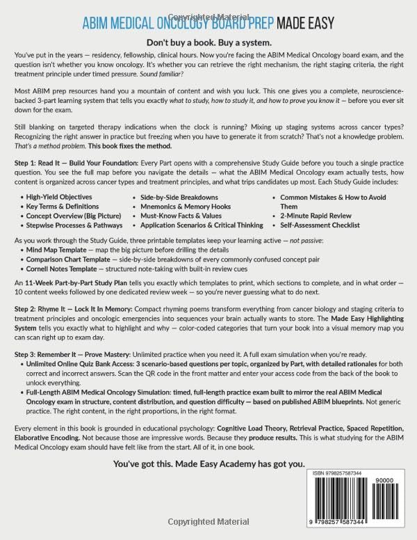 ABIM Medical Oncology Board Prep Made Easy: High-Yield Review for the ABIM Medical Oncology Certification Exam with Board Style Practice Questions and... Simulation Test (Made Easy Academy Series)