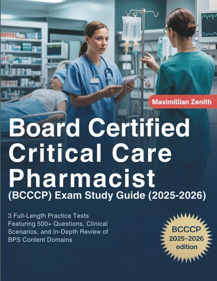 BOARD CERTIFIED CRITICAL CARE PHARMACIST (BCCCP) EXAM (2025-2026): 3 Full-Length Practice Tests Featuring 500+ Questions, Clinical Scenarios, and In-Depth Review of BPS Content Domains