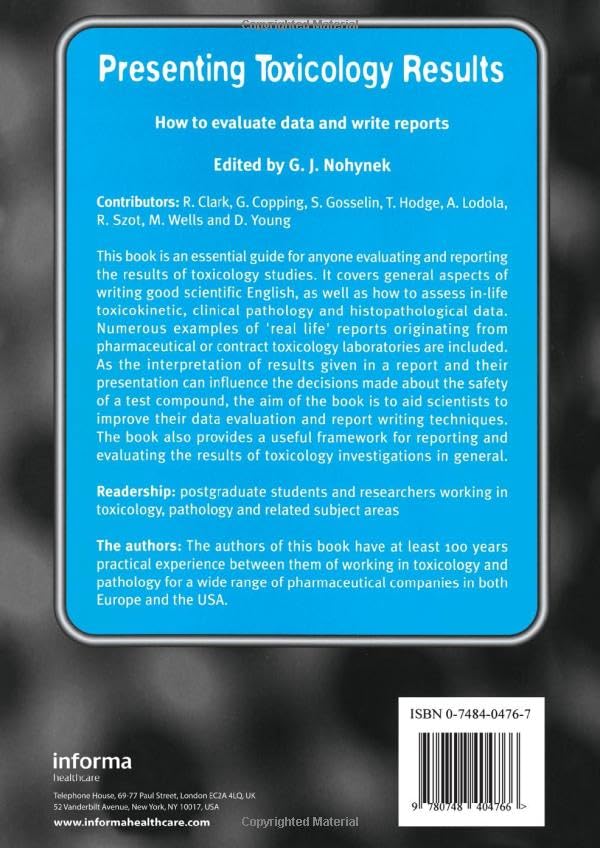 Presenting Toxicology Results: 1st Edition