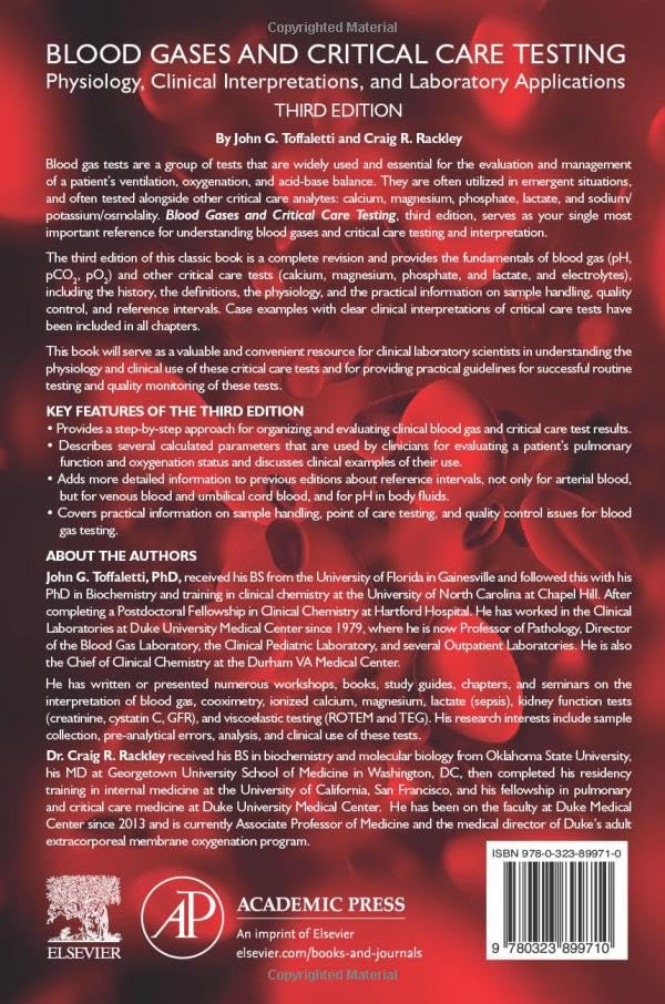 Blood Gases and Critical Care Testing: Physiology, Clinical Interpretations, and Laboratory Applications