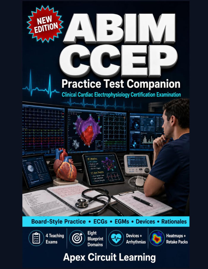 ABIM CCEP Practice Test Companion: Board-Style Clinical Cardiac Electrophysiology Practice Exams That Teach Every Miss