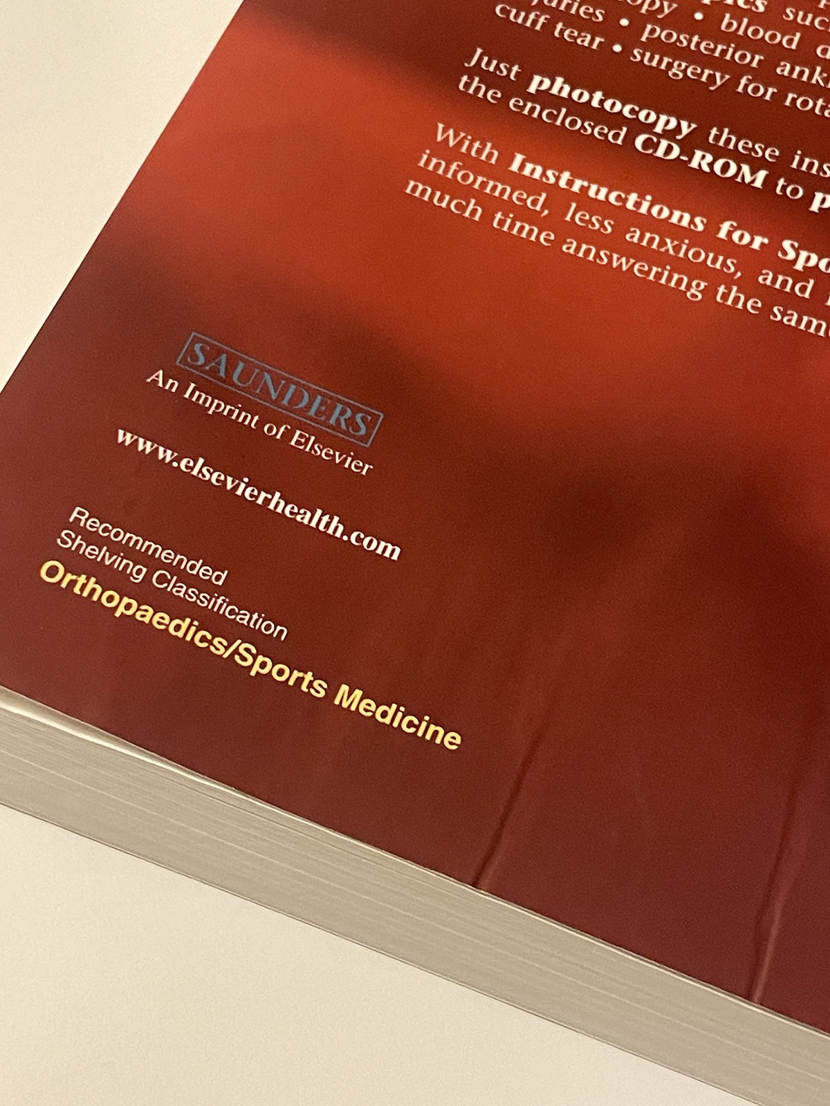 Instructions for Sports Medicine Patients: 1st Edition