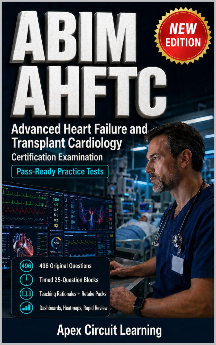 ABIM AHFTC PASS-READY PRACTICE TESTS: Advanced Heart Failure and Transplant Cardiology Certification Examination Practice That Teaches
